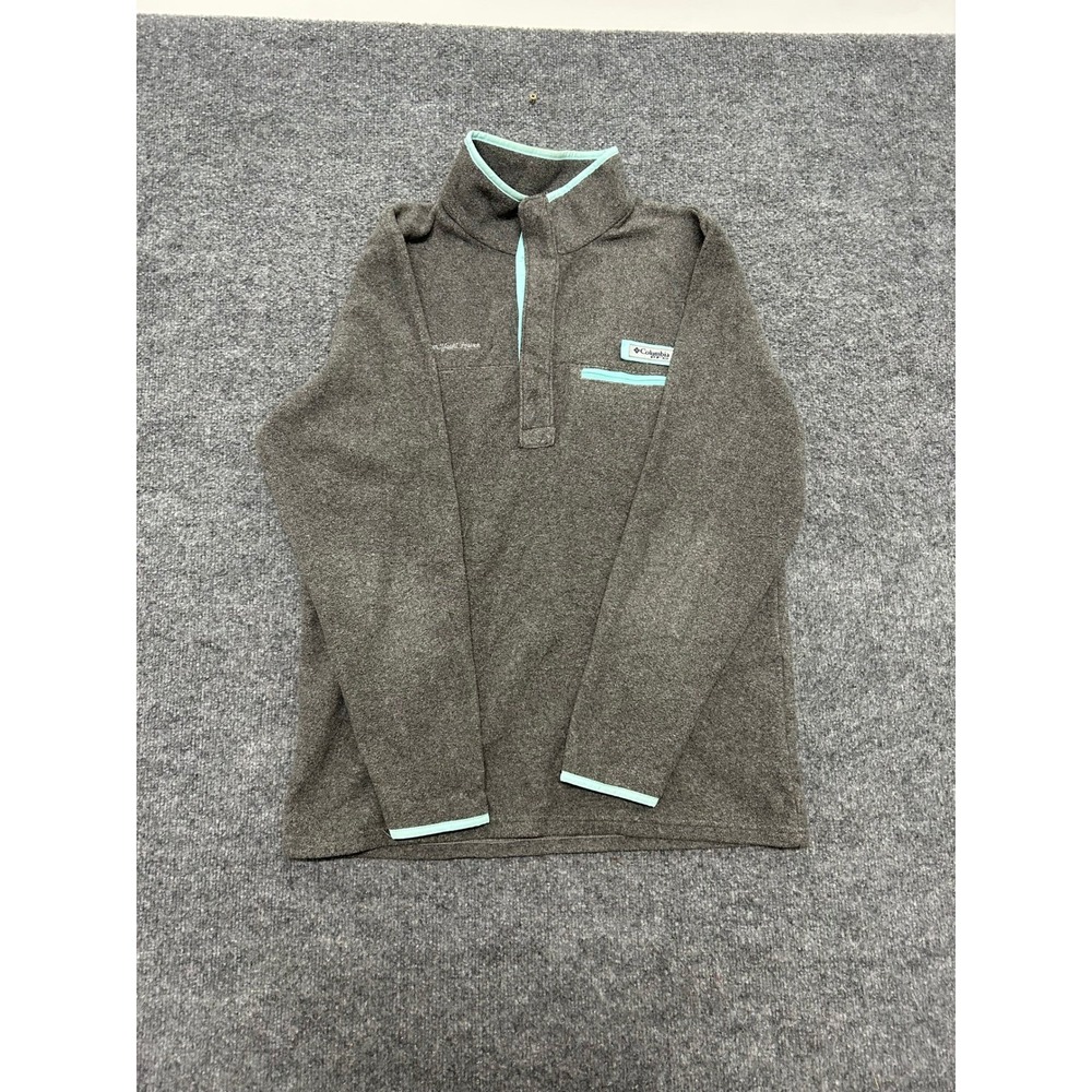 Columbia Fleece Pullover Womens Size S Gray PFG Quarter Snap Long Sleeve Soft